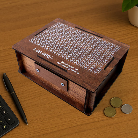Wooden Money Piggy Bank Money Box (1 Pc With Marker Pen)