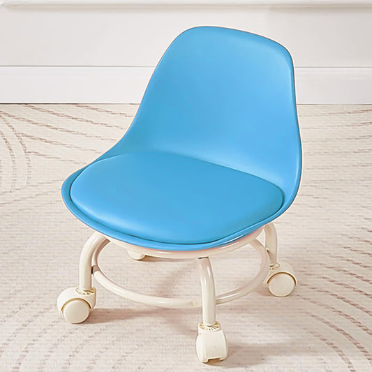Plastic Low Round Rolling Stool With Wheels Pedicure Stool (1 Pc Mix Color)