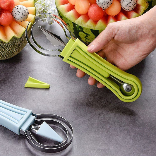 2606 4 In 1 Stainless Steel Melon Baller Seed Remover Sorbet Dessert Ball Spoon Fruit Digging Spoon Double Sided Fruit Scooper Watermelon Baller Scoop