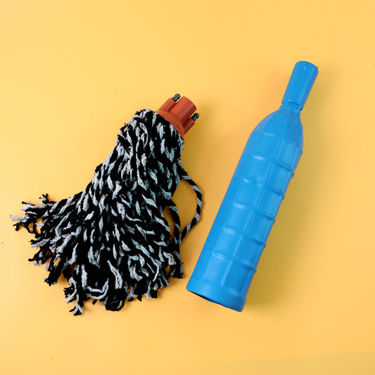 Plastic Mop Refill With Handle Grip Durable Cotton Yarn Floor Cleaning Mop Head For Household And Commercial Use