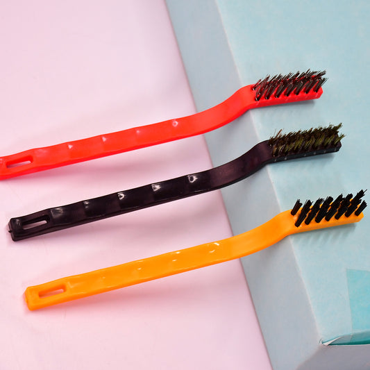 2166 3pc Mini Wire Brush Set Brass Nylon Stainless Steel Bristles Household Cleaning Brush For Gas Stove Smoke Machine Tool Burner Tiles Tap Rust Removal Welding Slag Dirt Paint Scrubbing.