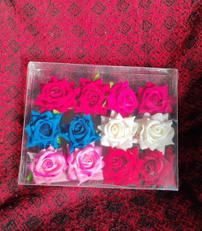 Colourful Flowing Flower Hair Pin (12 Pcs Set  Mix Color)