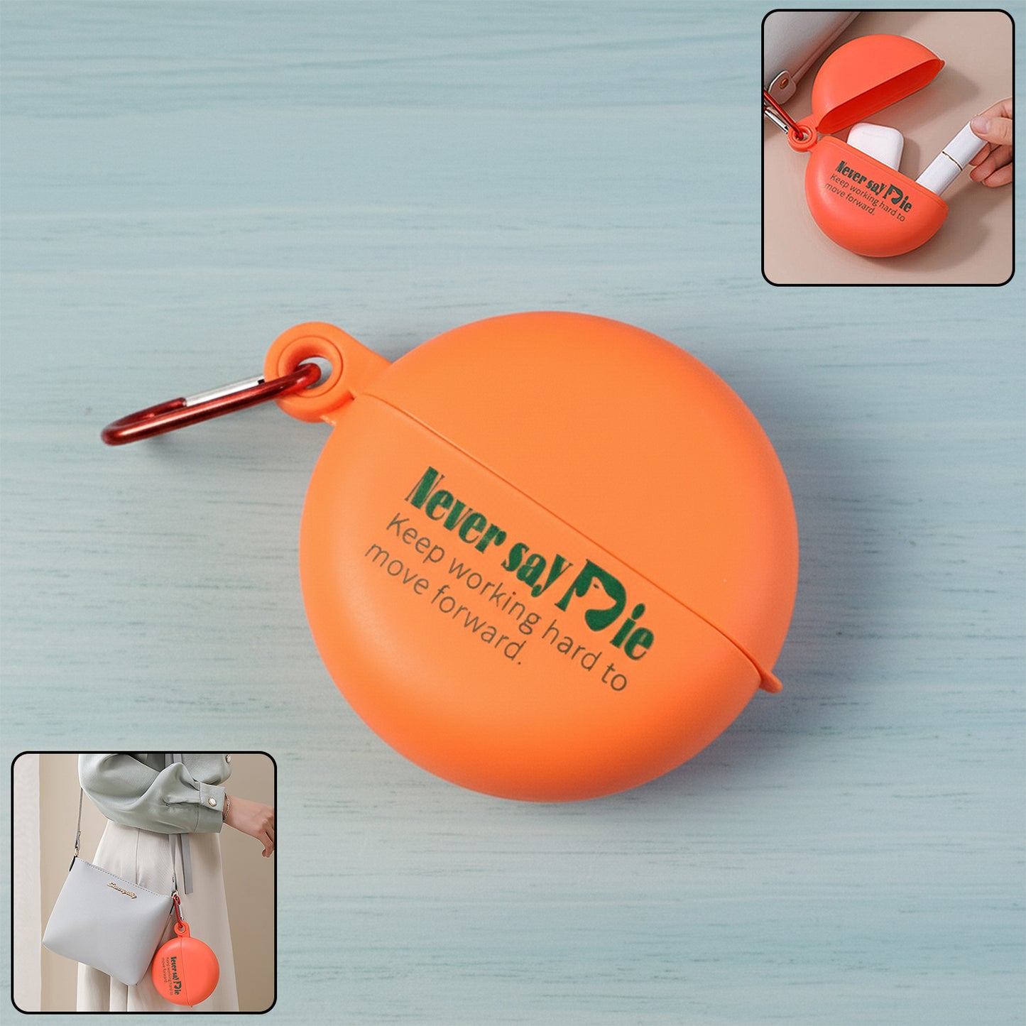 Plastic Round Multi-purpose Empty Storage Box With Keychain (1 Pc)