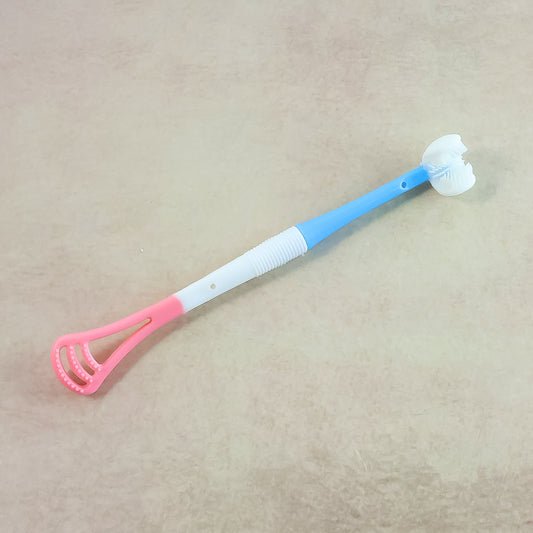 2-in-1 Baby Tongue Cleaner And Oral Massager Stick With Soft Silicone Brush Head
