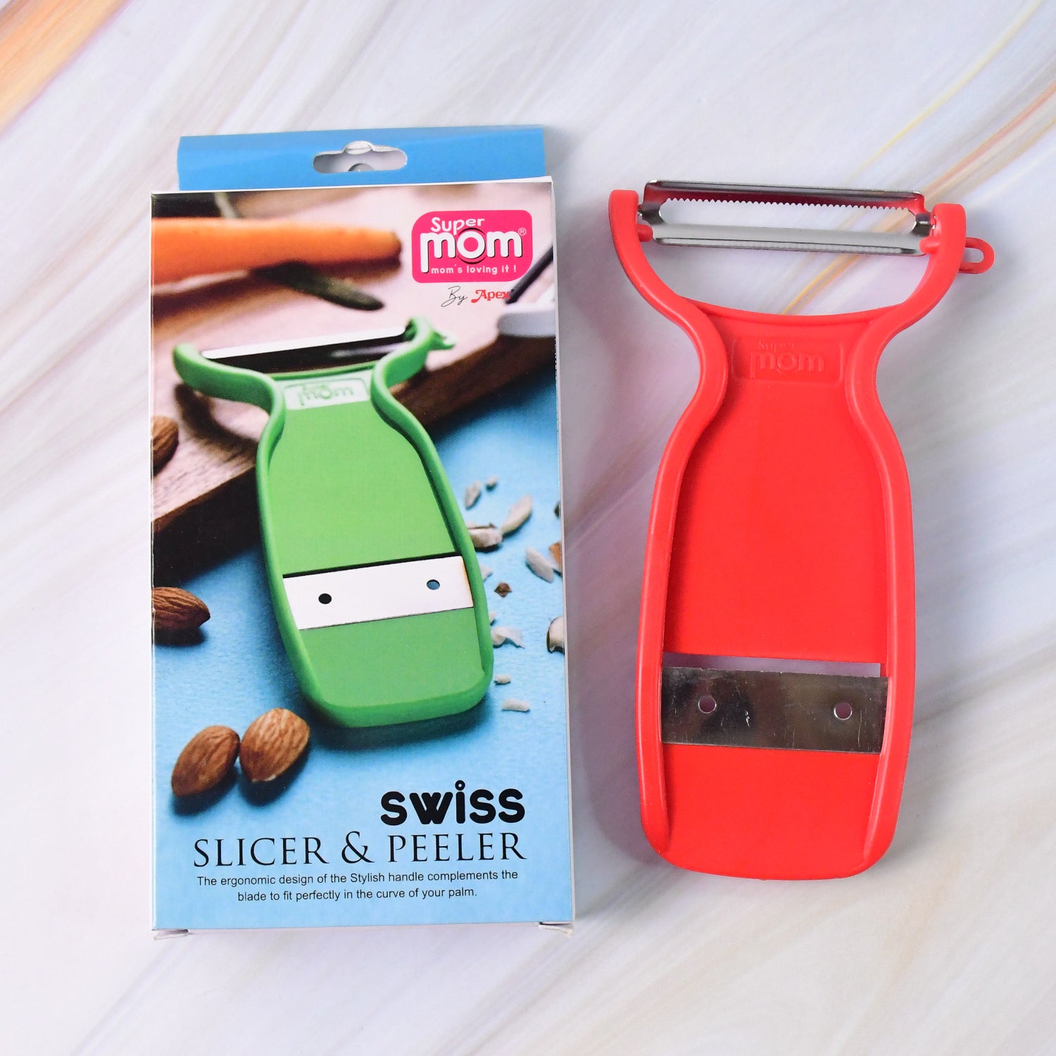 Supermom Swiss 2-in-1 Slicer  Peeler With Ultra Sharp Stainless Steel Blades
