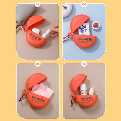 Plastic Round Multi-purpose Empty Storage Box With Keychain (1 Pc)
