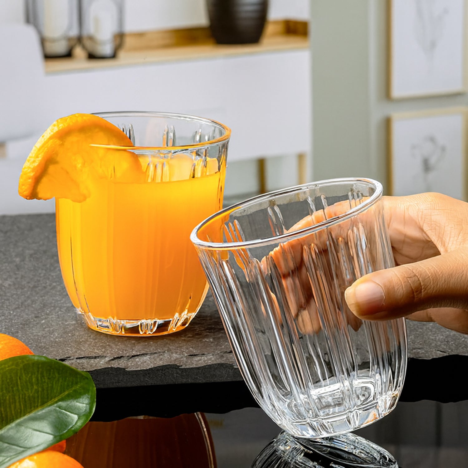 Premium Transparent Glass Tumbler Set (256ml  6 Pc)